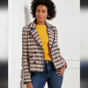Talbots Cafe Tweed Multicolored Jacket Blazer Women Size 4